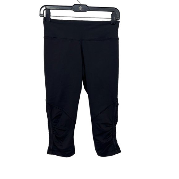 Lululemon black cropped‎ gathered leggings womens solid  Size: 6 - Picture 1 of 8